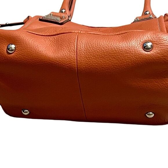 90’s Y2K Tignanello Leather Pumpkin Orange Pumpkin Spice Pebbled Shoulder Bad - Picture 13 of 16